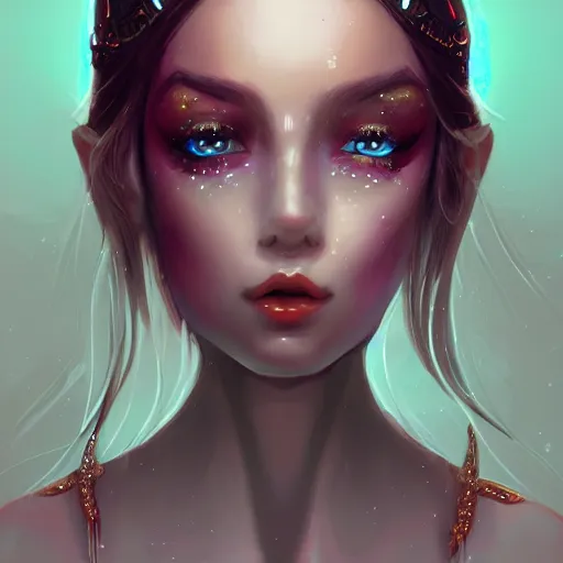 Image similar to fantasy magic fashion girl portrait, sci-fi, glossy eyes, face, long hair, fantasy, intricate, elegant, highly detailed, digital painting, artstation, concept art, smooth, sharp focus, illustration