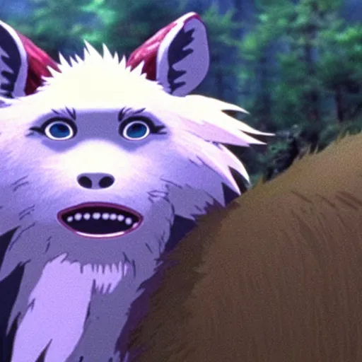 Prompt: a still frame from the princess mononoke live action film, cinematic, filmic