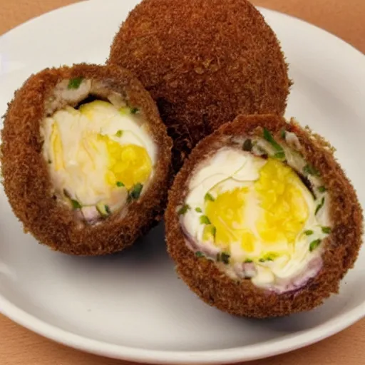 Prompt: scotch egg, but the inside is bitterbal