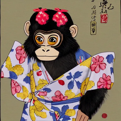 Image similar to a monkey in a kimono