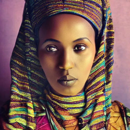 Prompt: a vintage image of a somali woman, on a painterly background, somali attire, beautiful, dreamy, pastel, digital, photo realistic, detailed face, sharp focus