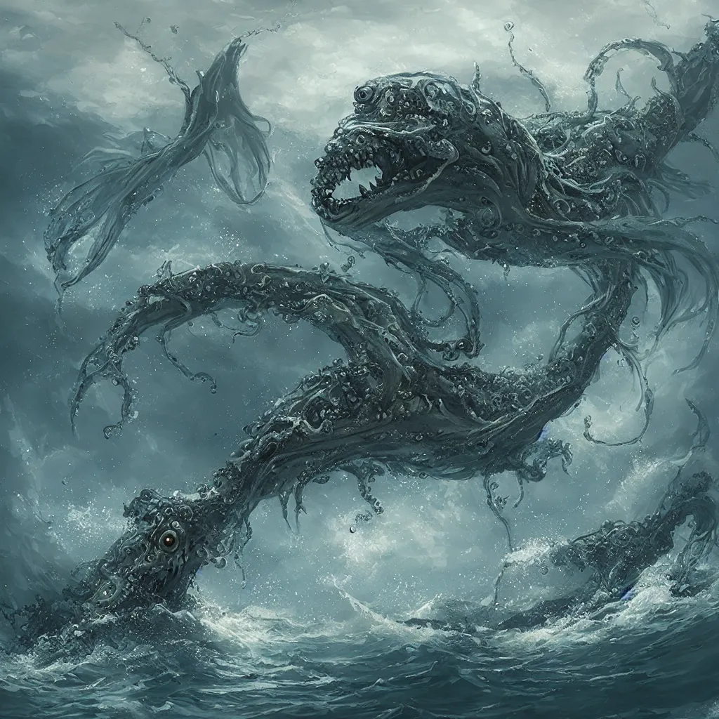 Image similar to lovecraftian sea monster by wlop