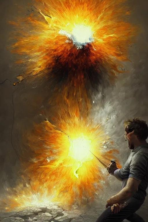 Image similar to explosive powerfull natural elementteja exploding inside museum galleria painting painting is on the wall, highly detailed, hyper realistic digital painting, artstation, concept art, smooth, sharp focus, illustration, art by ilja repin