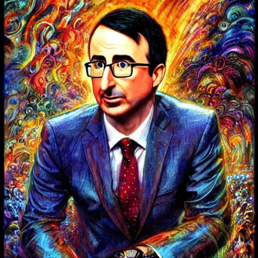 Prompt: John oliver in the rain, artstation, concept art, sharp focus, matte painting, art by Josephine wall