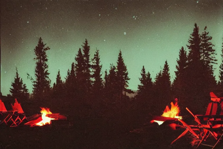 Prompt: campfire boards of Canada album cover, high quality