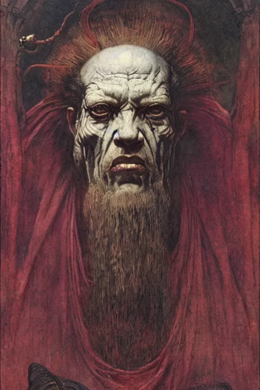 Image similar to a portrait of trithemius by wayne barlowe, gustav moreau, goward,  Gaston Bussiere and roberto ferri, santiago caruso, and austin osman spare, ((((occult art))))