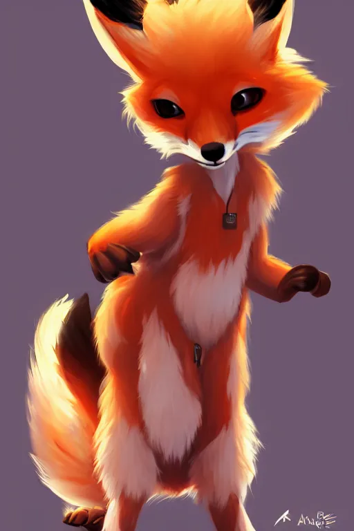 Prompt: an anthropomorphic fox with a fluffy tail wearing a vest, backlighting, trending on artstation, digital art, furry art, trending on furaffinity, lineart