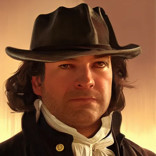 Prompt: [Paul Revere as GTA character, closeup, intricate, elegant, highly detailed, digital painting, artstation, concept art, matte, sharp focus, illustration, art by Artgerm and Greg Rutkowski and Alphonse Mucha]