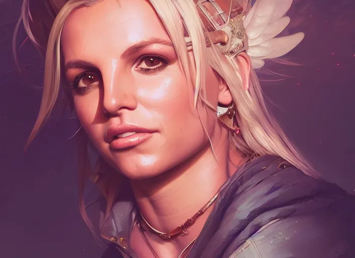 Image similar to highly detailed portrait of britney spears, thicc, stephen bliss, unreal engine, fantasy art by greg rutkowski, loish, rhads, ferdinand knab, makoto shinkai and lois van baarle, ilya kuvshinov, rossdraws, tom bagshaw, global illumination, radiant light, detailed and intricate environment