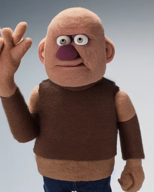 Image similar to hank schrader as a muppet. highly detailed felt. hyper real photo. 4 k.