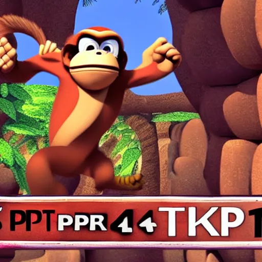 Image similar to donkey kong 6 5 world premier trailer 4 k hdr