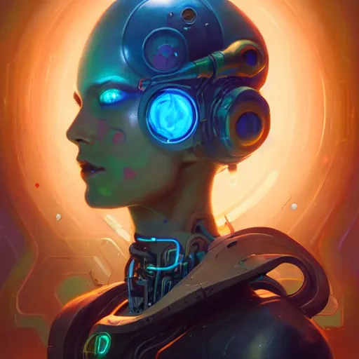 Image similar to a portrait of a beautiful cybernetic hippie, cyberpunk concept art by pete mohrbacher and wlop and artgerm and josan gonzales, digital art, highly detailed, intricate, sci-fi, sharp focus, Trending on Artstation HQ, deviantart, unreal engine 5, 4K UHD image