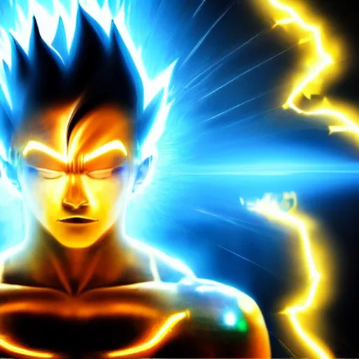 Prompt: photorealistic human transforming into a super sayan with glowing aura surrounding