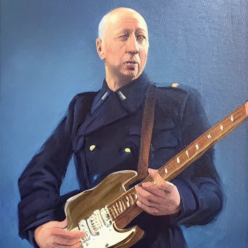 Prompt: “Oil painting of Mark Knopfler as a World War 1 general, 4k”