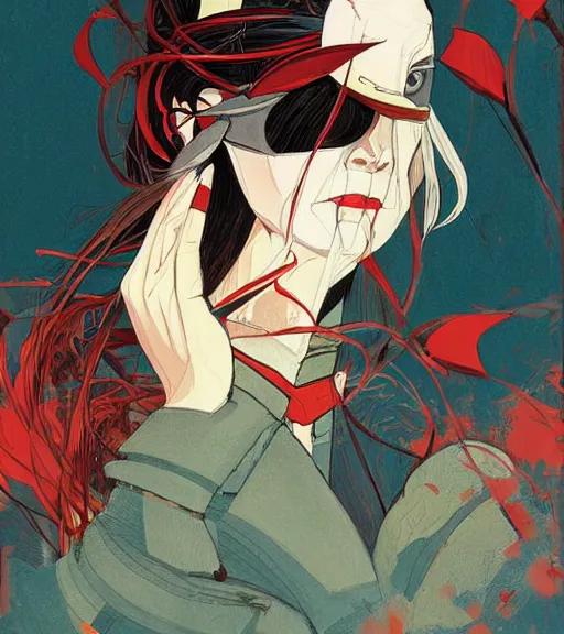 Prompt: jakub rebelka painting of an anime woman