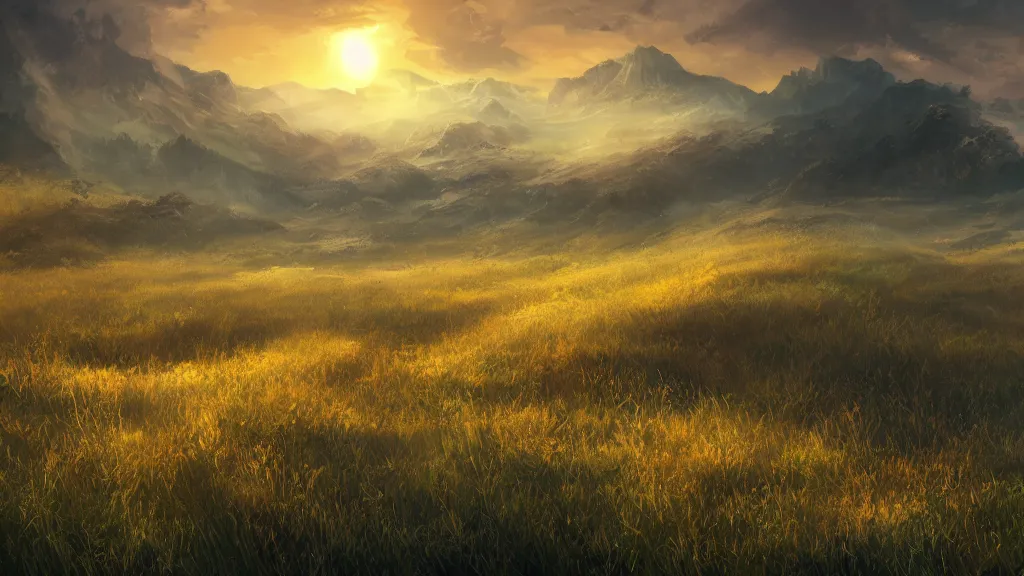 Prompt: golden grasslands, fantasy artwork, award winning, very very very very very very very beautiful scenery, artstation