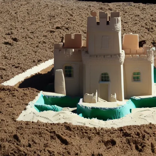 Image similar to sand castle in the shape of the White House