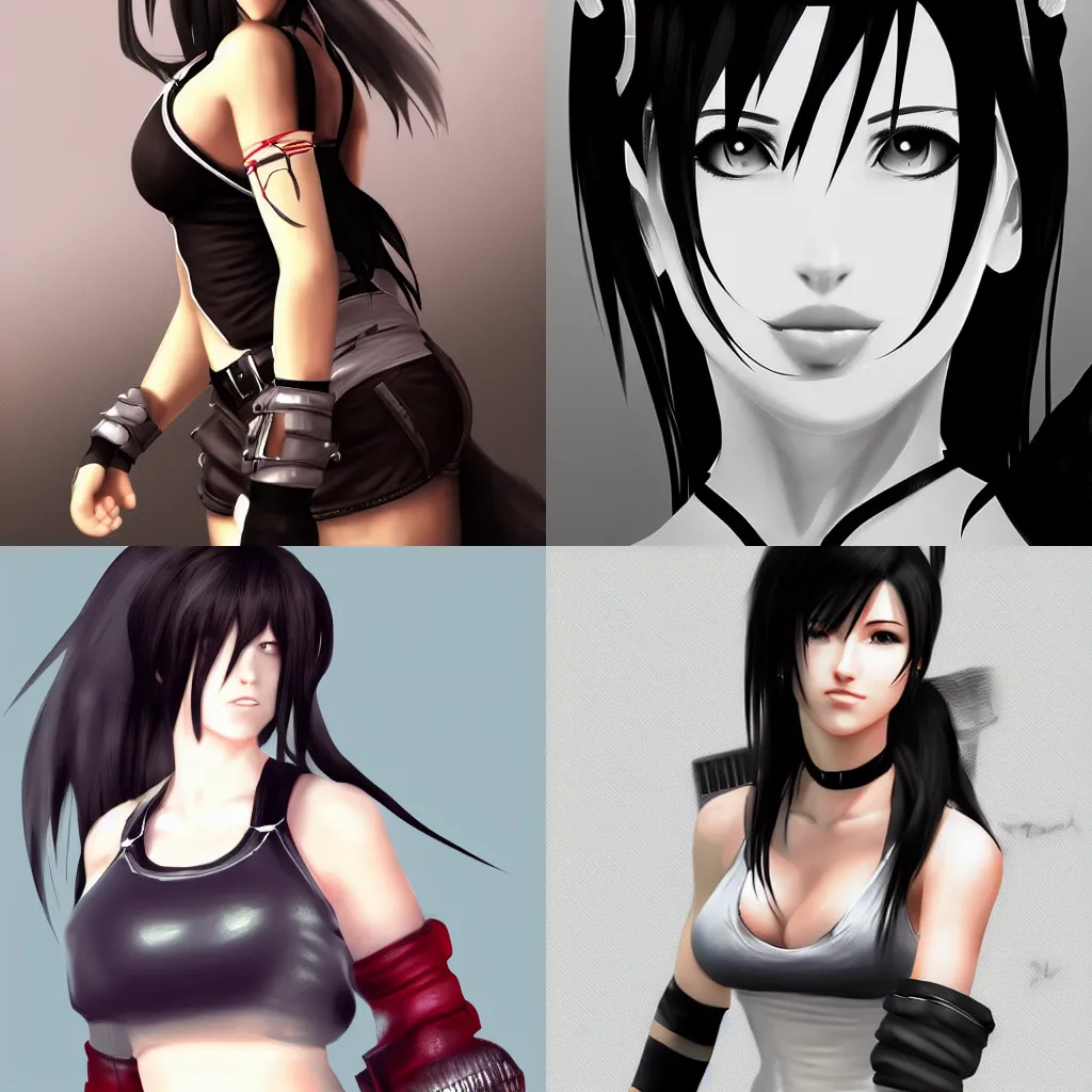 Image similar to beautiful digital art of tifa lockhart, trending on artstation