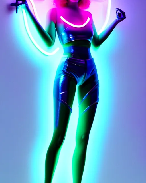 ultra realistic cyber neon queen, neon lighting, retro | Stable Diffusion