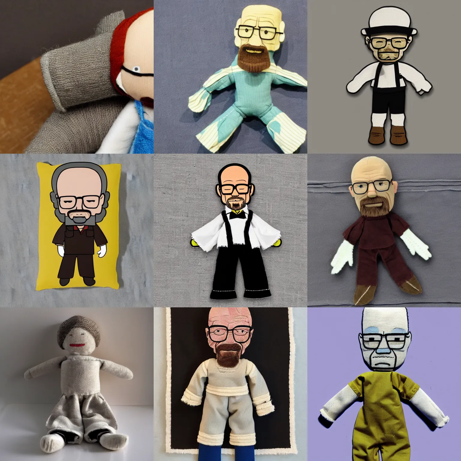 Prompt: a walter white rag doll