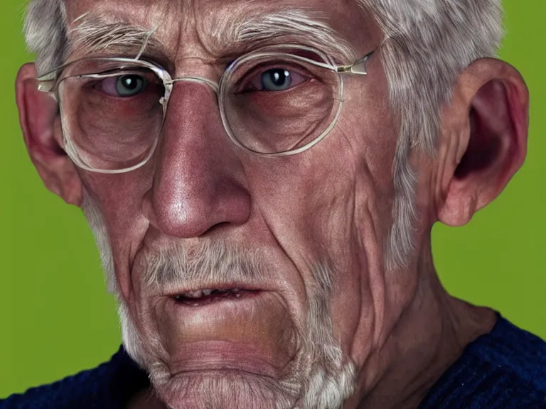 Image similar to A colored colorized real photograph of Jerma985 as an elderly guy, taken in the early 2020s, taken on a 2010s Camera, realistic, hyperrealistic, very realistic, very very realistic, highly detailed, very detailed, extremely detailed, detailed, digital art, trending on artstation, headshot and bodyshot, detailed face, very detailed face, very detailed face, real, real world, in real life, realism, HD Quality, 8k resolution, intricate details, colorized photograph, colorized photon, body and headshot, body and head in view