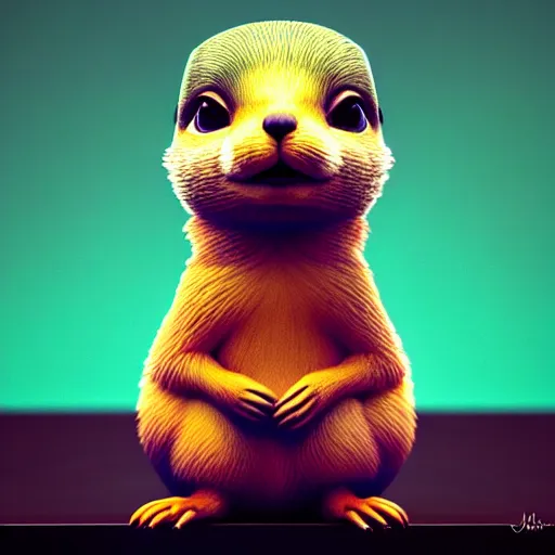 Image similar to cute fluffy prairie dog :: by James Jean, Jeff Koons, Dan McPharlin Daniel Merrian :: ornate, dynamic, particulate, rich colors, intricate, elegant, highly detailed, centered, artstation, smooth, sharp focus, octane render, 3d