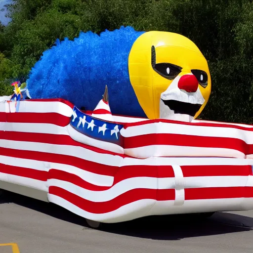 Image similar to parade float for captain spaulding, realistic photography, high detailed