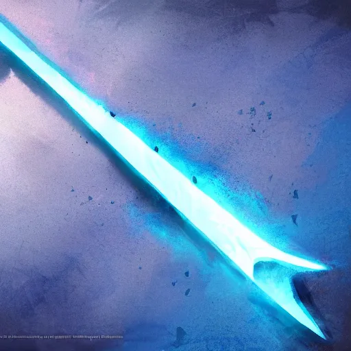 Prompt: fantasy greatsword glowing with blue magical power displayed in a case, art by greg rutkowski