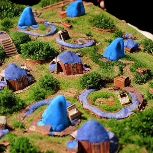 Image similar to smurf village as slums, detailed,