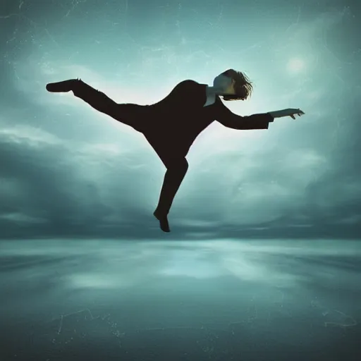 Image similar to Digital art of a person flying in a lucid dream, beautiful composition