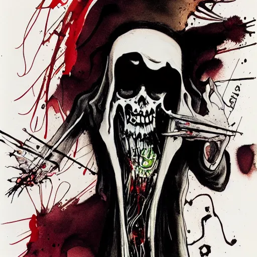 Image similar to grim reaper, art by ralph steadman