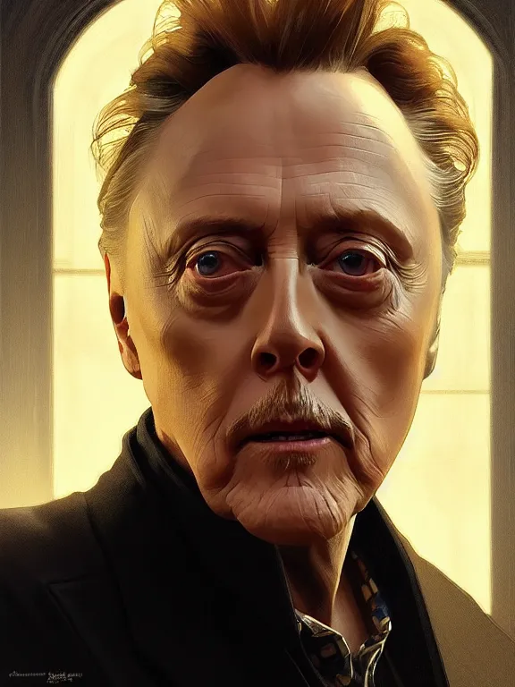 Prompt: portrait of christopher walken playing on his phone, intricate, headshot, highly detailed, digital painting, artstation, concept art, sharp focus, cinematic lighting, illustration, art by artgerm and greg rutkowski, alphonse mucha, cgsociety