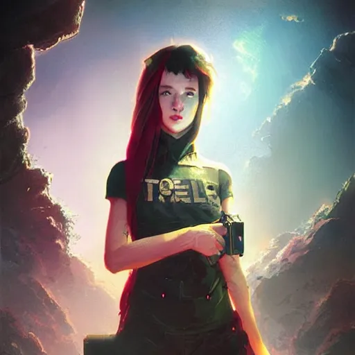 Image similar to teslapunk mimic teen girl, digital artwork by greg rutkowski and hiroriko araki