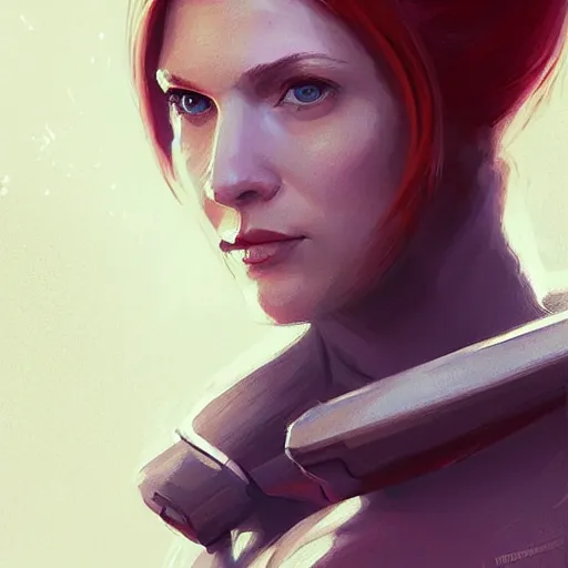 Image similar to Portrait of a woman by Greg Rutkowski, she is about 30 years old, redhead, long straight hair, beautiful oval face, wearing a futuristic spaceship captain uniform, strict but caring mom vibes, highly detailed portrait, digital painting, artstation, concept art, smooth, sharp foccus ilustration, Artstation HQ.