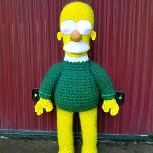 Image similar to homer simpson knitted out of wool