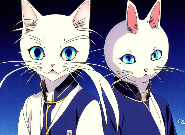 Image similar to anime visual of a cute cat, with blue eyes!!!!, high quality detailed anime, cel shaded, digital art by last exile murata range blue submarine no 6, hd, ambient light