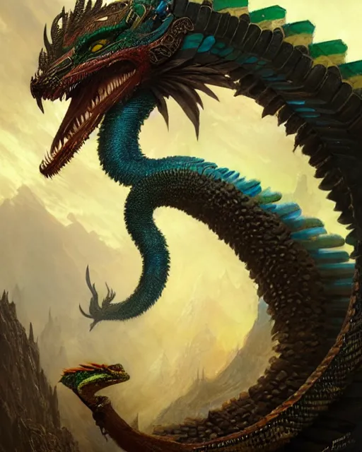 Image similar to fierce and deadly quetzalcoatl, fantasy character portrait, ultra realistic, concept art, intricate details, highly detailed by greg rutkowski, gaston bussiere, craig mullins, simon bisley