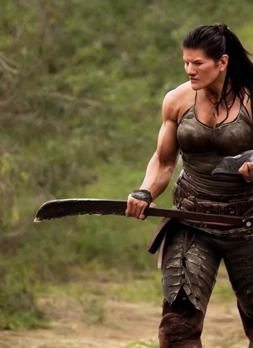 Image similar to photography gina carano prehistoric warrior cinematic