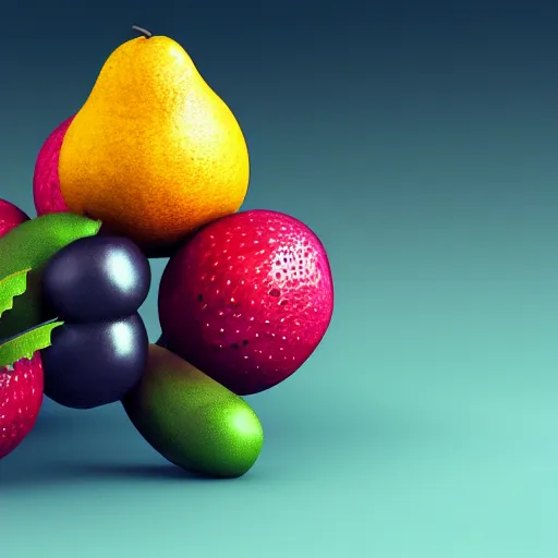 Prompt: fruit robot on colorful background, octane render, unreal render, hyperrealistic textures