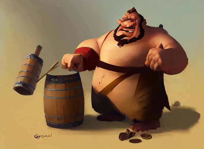 Image similar to gragas with his barrel by greg rutkowski