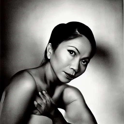Image similar to A Filipino woman who looks like Drake to a degree, portrait, by Philippe Halsman, Yousuf Karsh