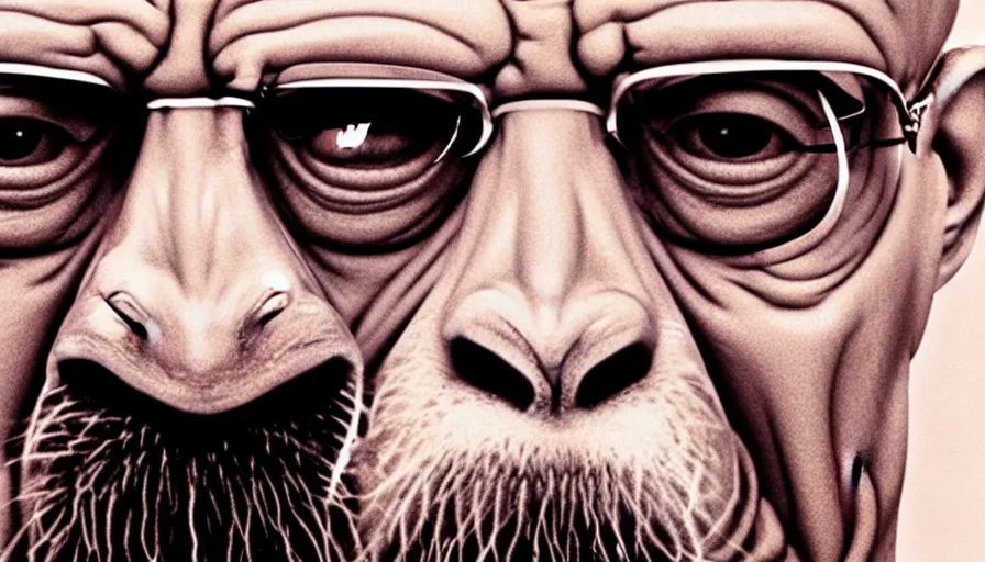 Prompt: walter white face in a monkey body