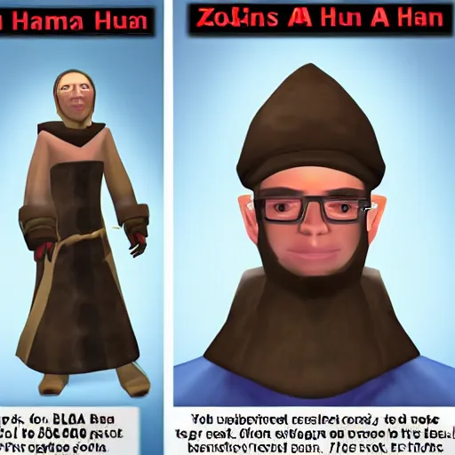 Prompt: zezima portrayed as an actual human person