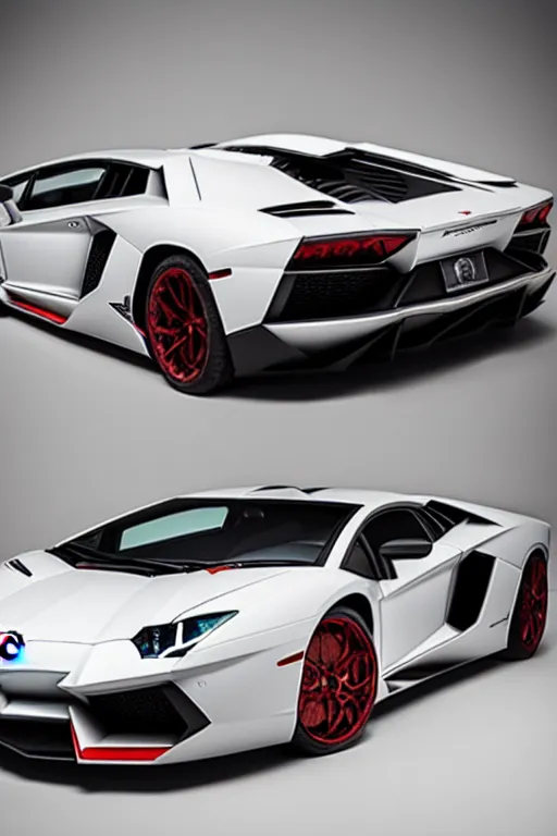 Prompt: Lamborghini Aventador with a vinyl wrap of a Dali Painting, studio lighting.