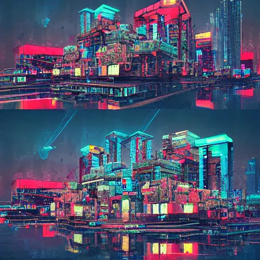 city made of shipping containers, cyberpunk art by | Stable Diffusion ...