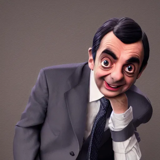 Prompt: Mr Bean in a 3D Animated Mr Bean film animated by Illumination, portrait, photograph, realistic, hyperrealistic, highly detailed, very detailed, extremely detailed, detailed, digital art, trending on artstation