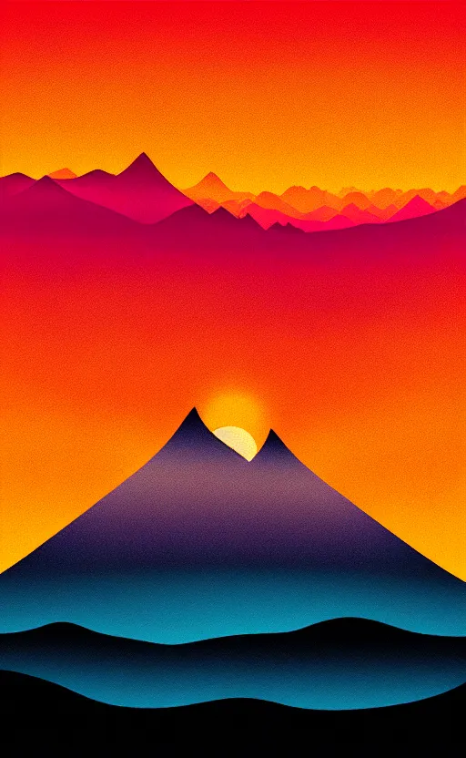 Prompt: retro sunset mountains