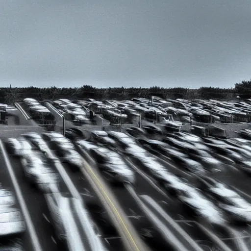 Prompt: Beatiful Fuzzy Photograph of an infinite infinite infinite parking lot