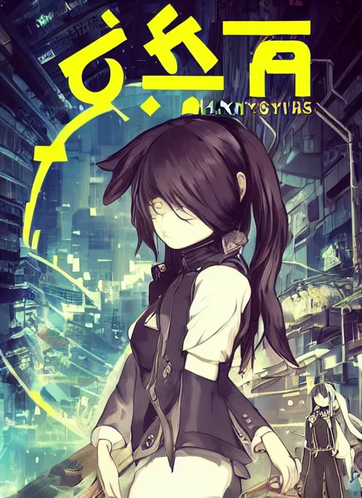 Image similar to JRPG game poster, luxury advertisement, yellow filter. Clean and detailed post-cyberpunk sci-fi close-up schoolgirl in asian city in style of cytus and deemo, blue flame, relaxing, calm and mysterious vibes, by Tsutomu Nihei, by Yoshitoshi ABe, by Ilya Kuvshinov, by Greg Tocchini, nier:automata, set in half-life 2, Matrix, GITS, Blade Runner, Neotokyo Source, Syndicate(2012), dynamic composition, beautiful with eerie vibes, very inspirational, very stylish, with gradients, surrealistic, dystopia, postapocalyptic vibes, depth of field, mist, rich cinematic atmosphere, perfect digital art, mystical journey in strange world, beautiful dramatic dark moody tones and studio lighting, shadows, bastion game, arthouse