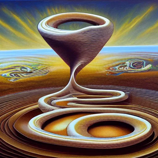Image similar to Endless loop, surreal, oil painting, highly detailed